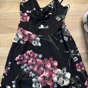 Floral Black romper-dress
